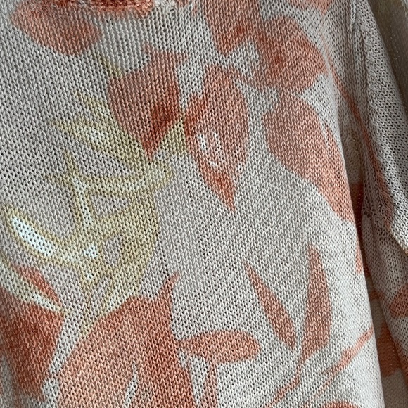 Chico's Linen & Cotton Knit Sweater in Peach and Cream - Picture 4 of 12